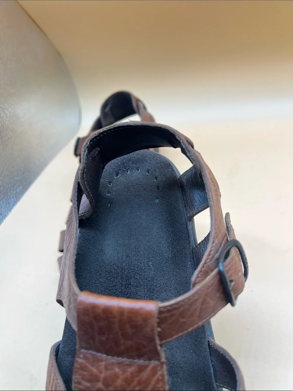 Mephisto Brown Leather Fisherman Sandals Men’s EU 44 US 10.5-11 Made in Portugal